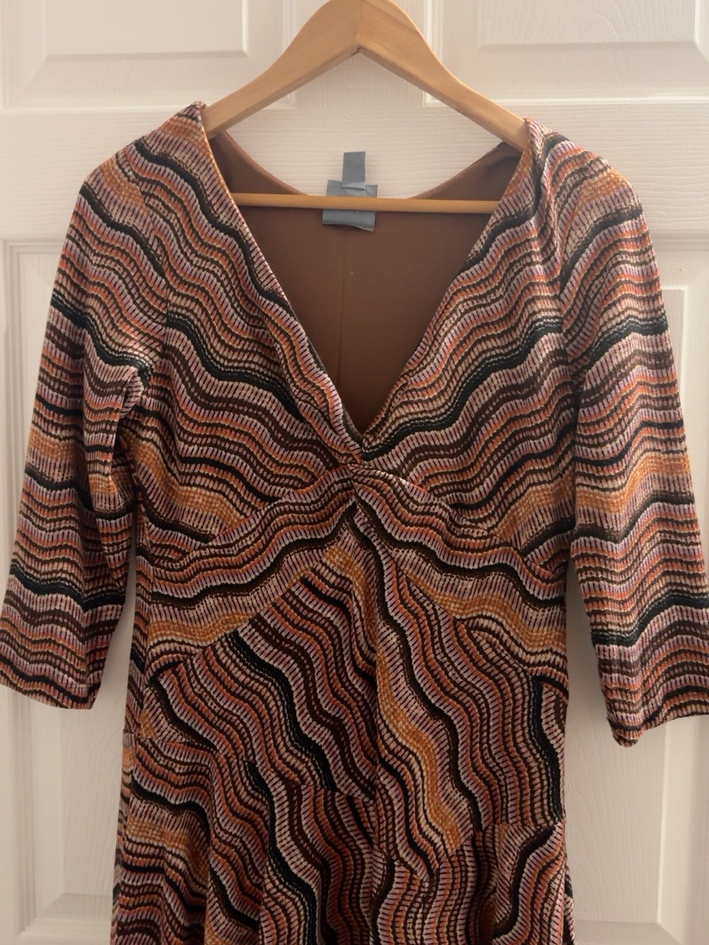 Rabbit Rabbit Rabbit Rust, Black & Cream Wavy-Print Midi Dress - Picture 2 of 4
